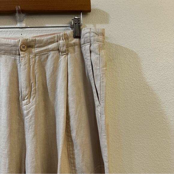 Anthropologie Pilcro Cargo Culottes Linen Blend Cropped Pants Cream Size 6 - Picture 6 of 12